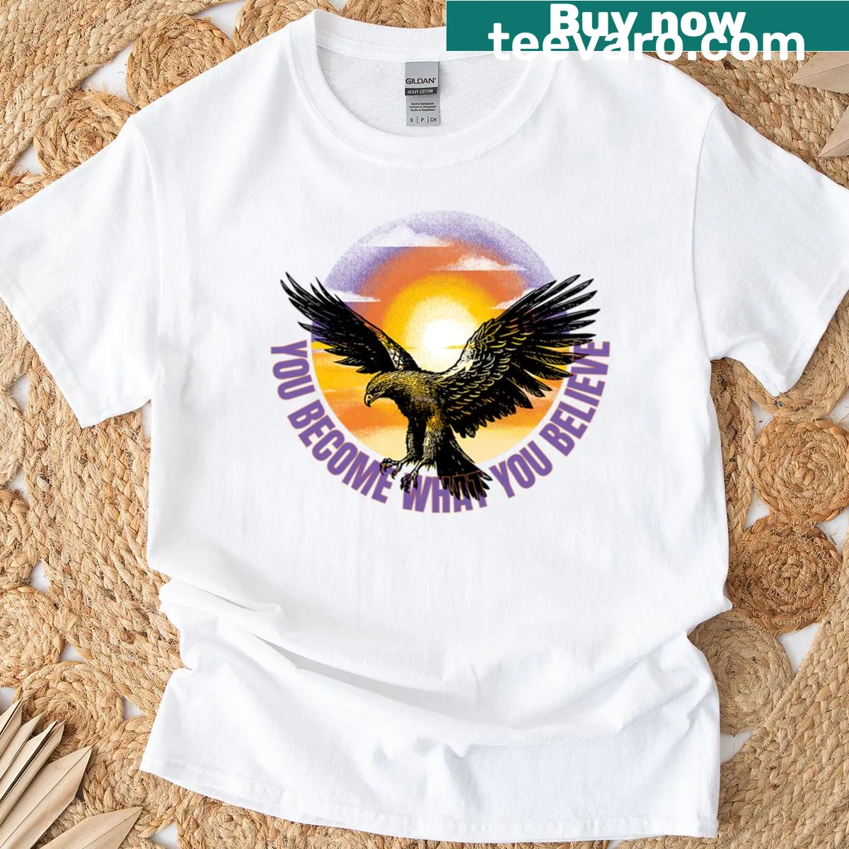 Eagle illustration with the phrase 'Believe In Yourself' — on a men's t-shirt
