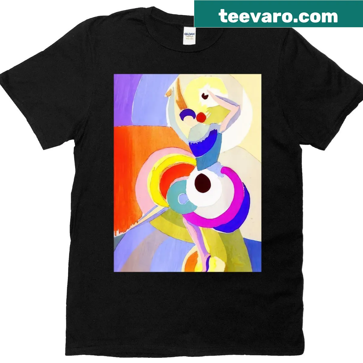 Abstract graphic inspired by Sonia Delaunay — on a men's t-shirt