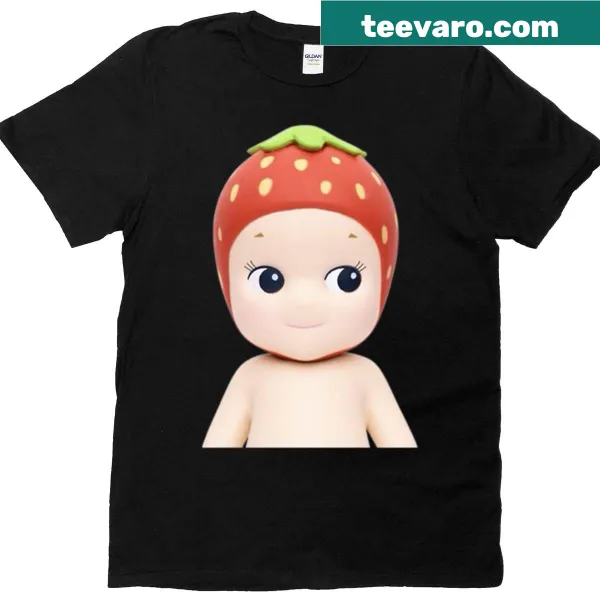 Cute cartoon t-shirt featuring Sonny Angel and strawberries for kids