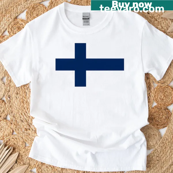 Finnish cross emblem on heritage-themed T-shirt