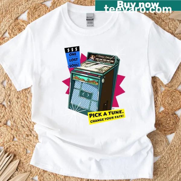 Text design reading 'The Cosmic Selector' on a T-shirt.