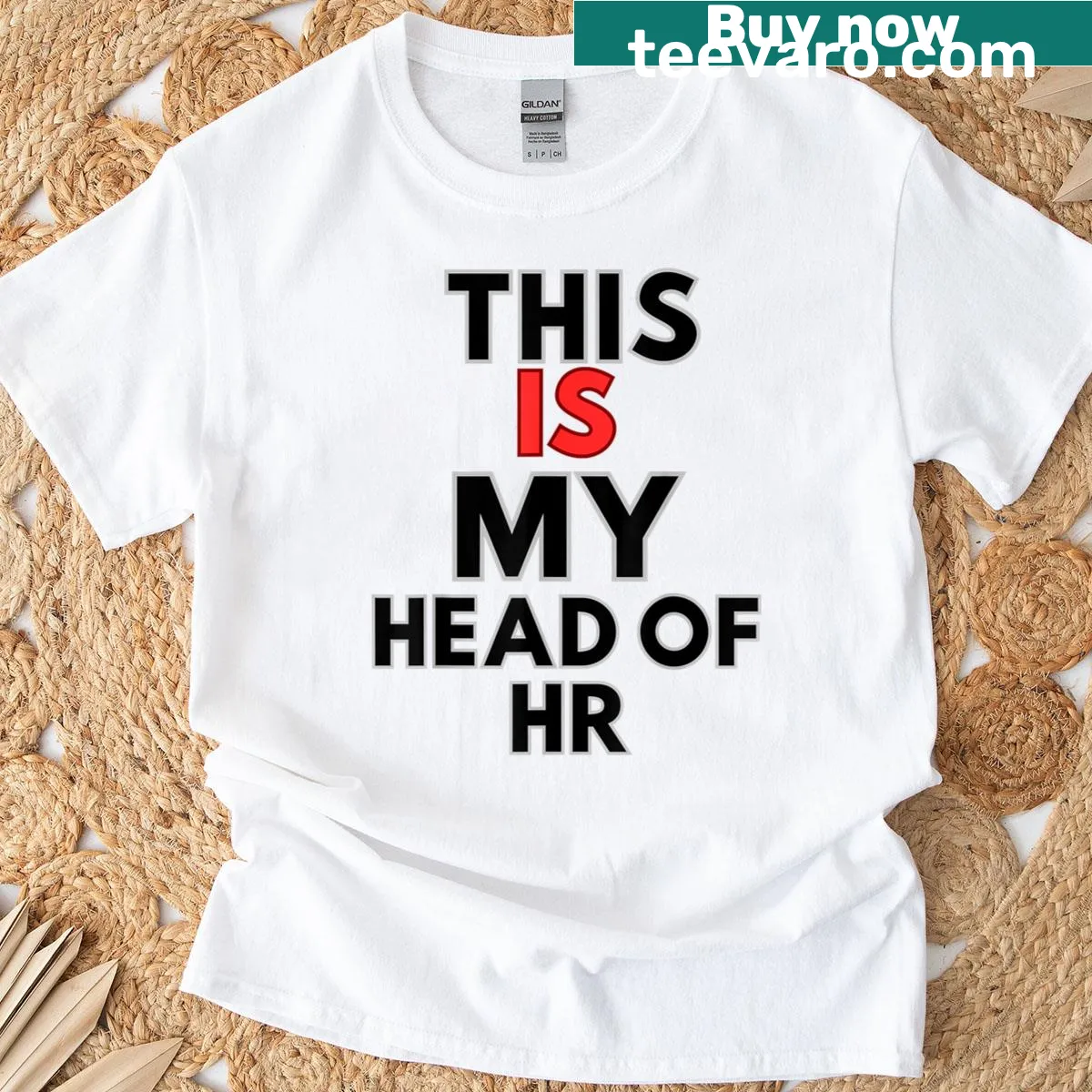 Humorous text design reading 'This Is My Head Of HR' on a T-shirt. — on a men's t-shirt