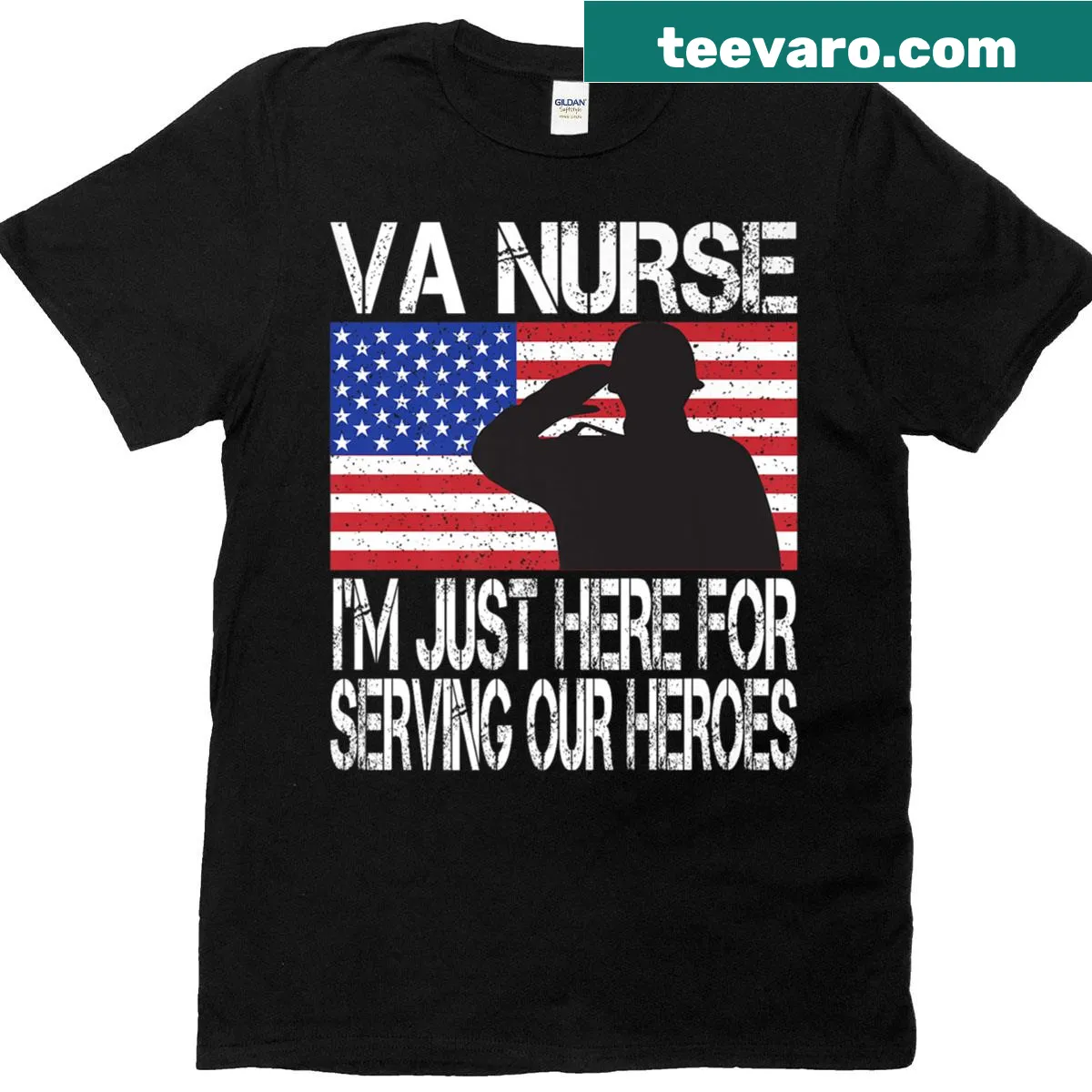 Text design for VA nurses with American flag — on a men's t-shirt