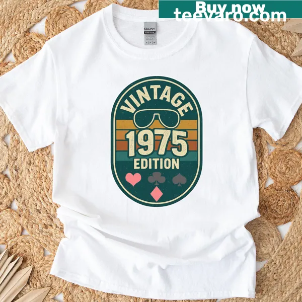 Vintage 1975 sunglasses graphic on T-shirt