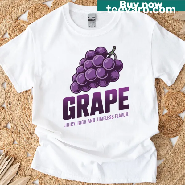 Vintage Fruit Grape Label Retro T-shirt featuring grape illustration