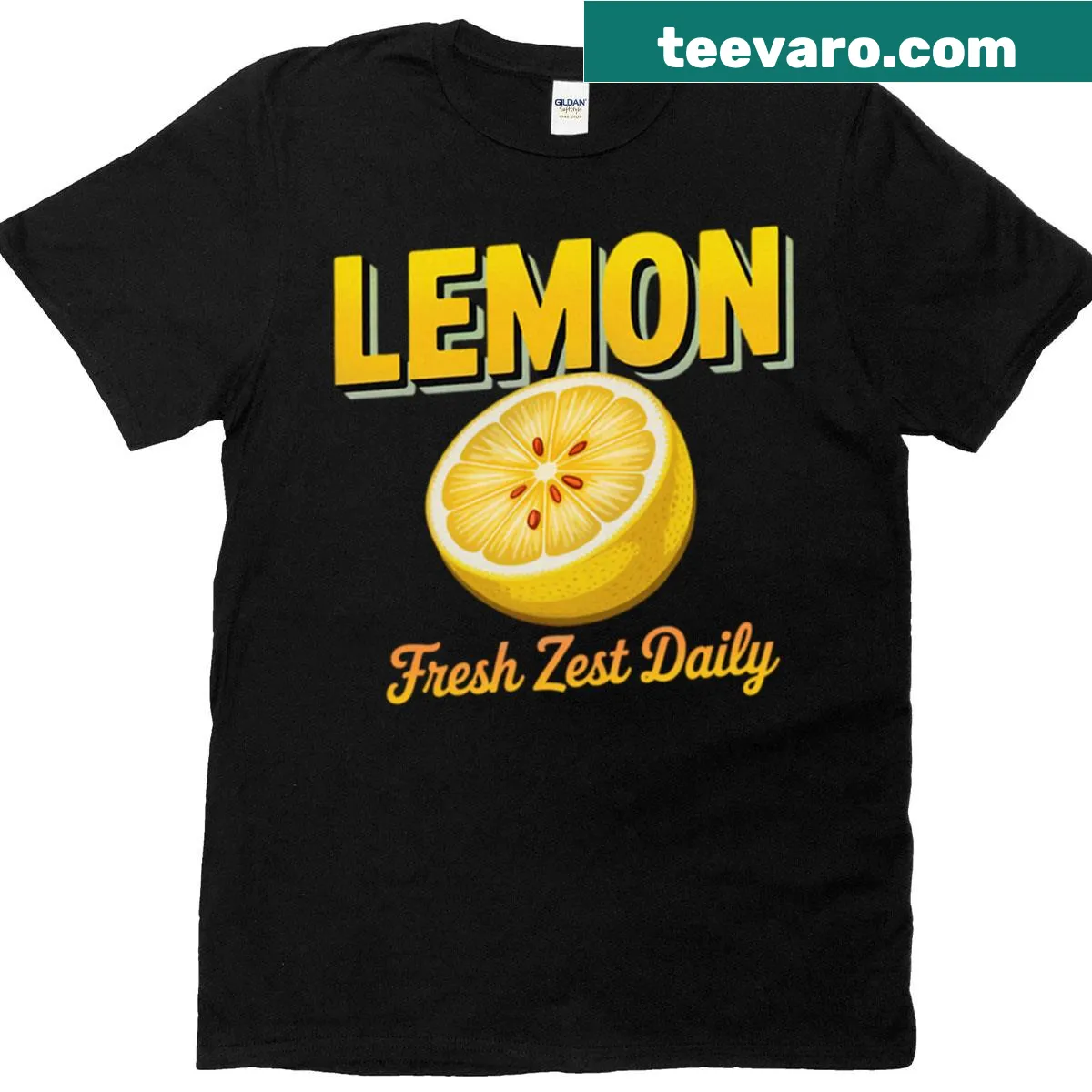 Retro distressed t-shirt with vintage lemon label design — on a men's t-shirt