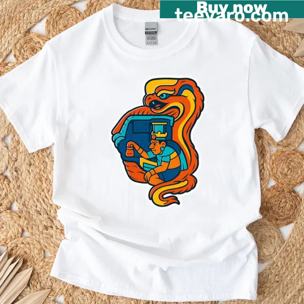 Retro-style T-shirt with an 80s serpent decal
