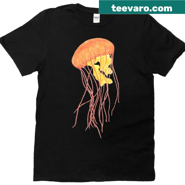 T-shirt featuring a realistic illustration of a sea nettle jellyfish