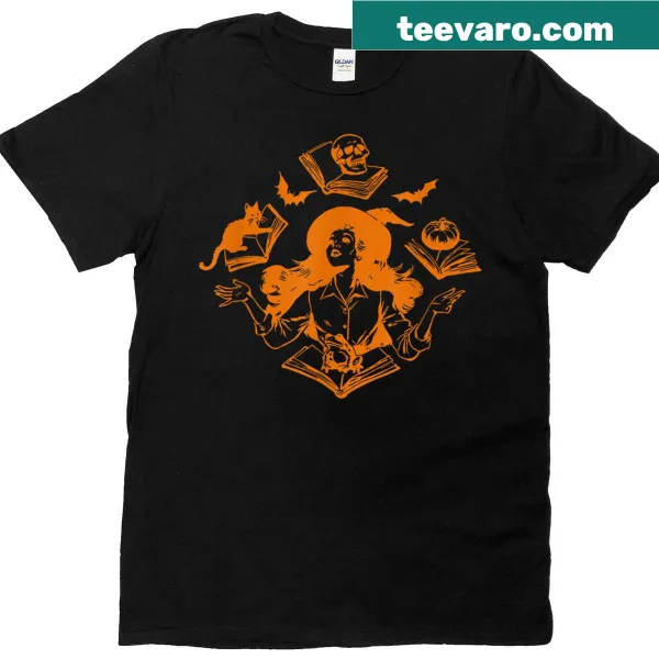 T-shirt with 'Witchy Book Club' text and book illustration