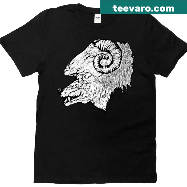 Illustration of a wolf in sheep's clothing on a casual tee
