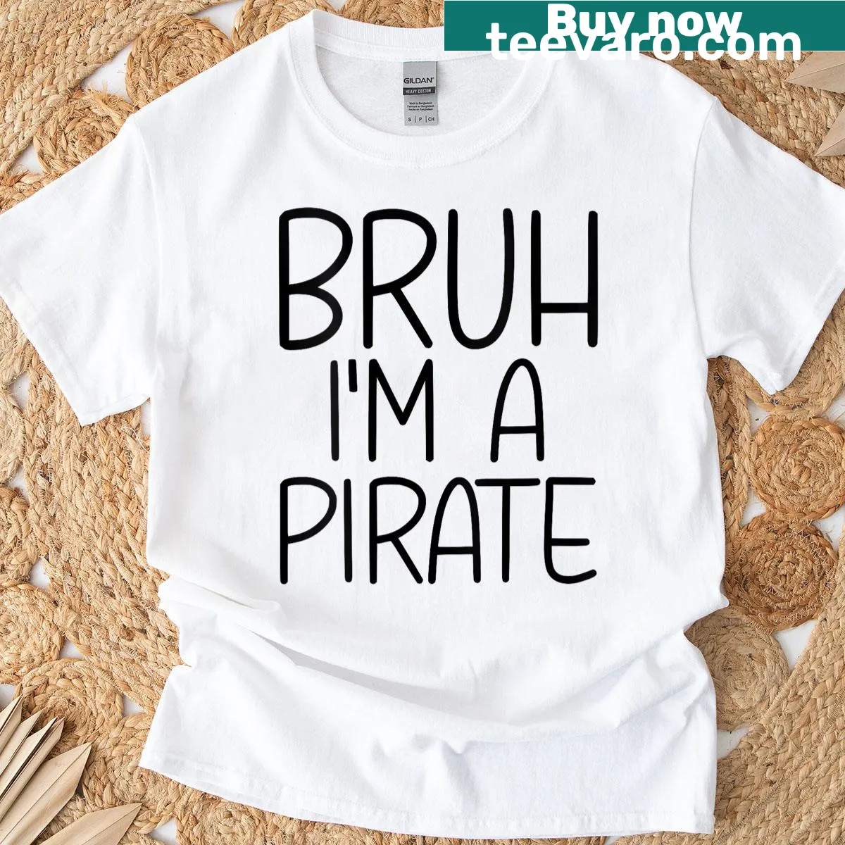 Funny pirate-themed t-shirt with humorous saying for women — on a men's t-shirt