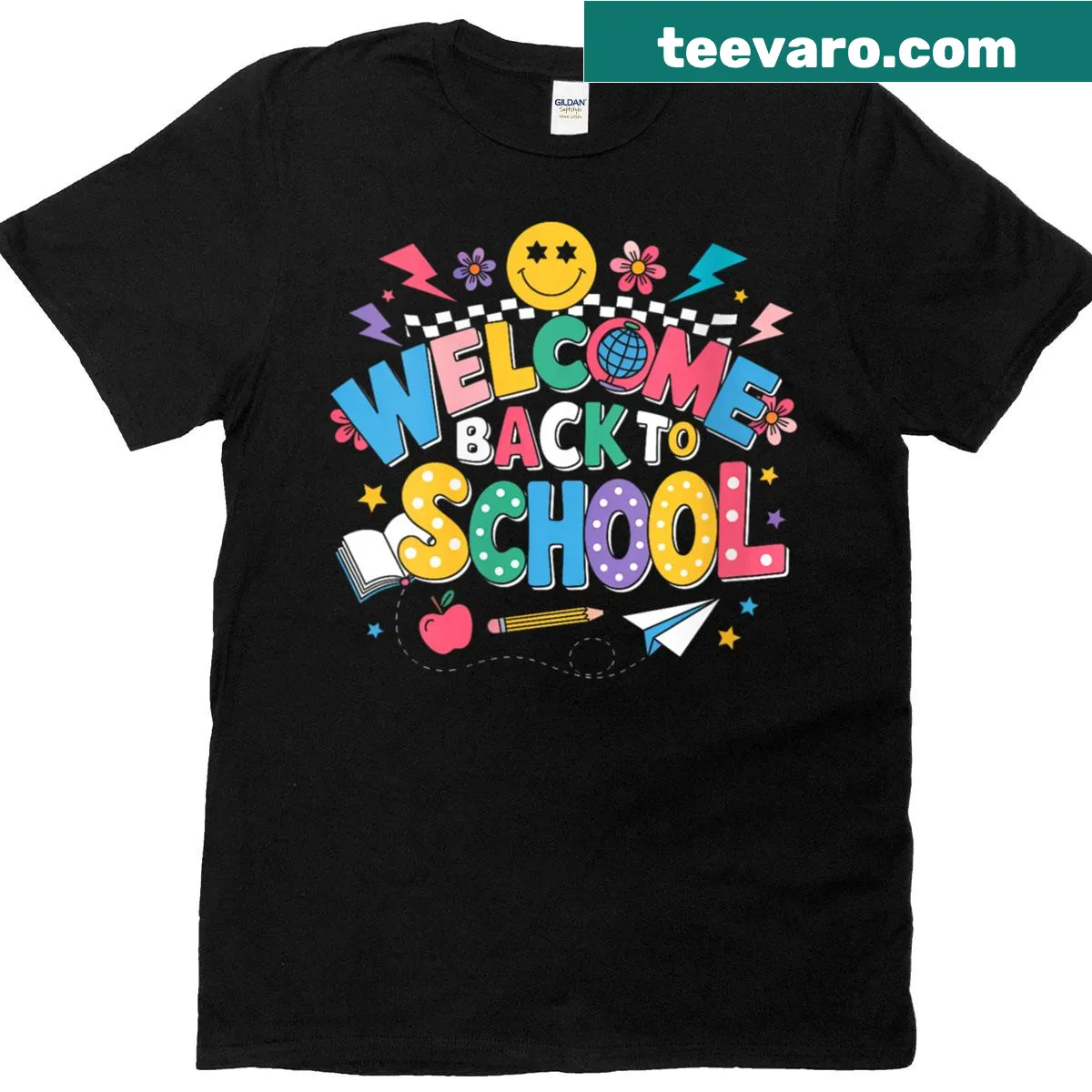 Welcoming back to school graphic for teachers — on a men's t-shirt