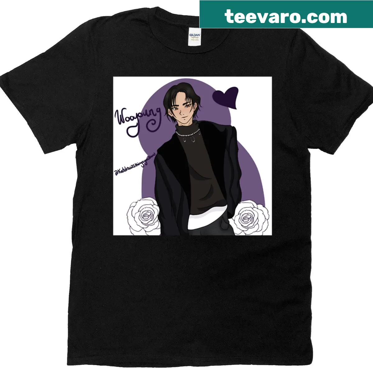 T-shirt featuring Wooyoung from Ateez, showcasing K-pop fandom — on a men's t-shirt