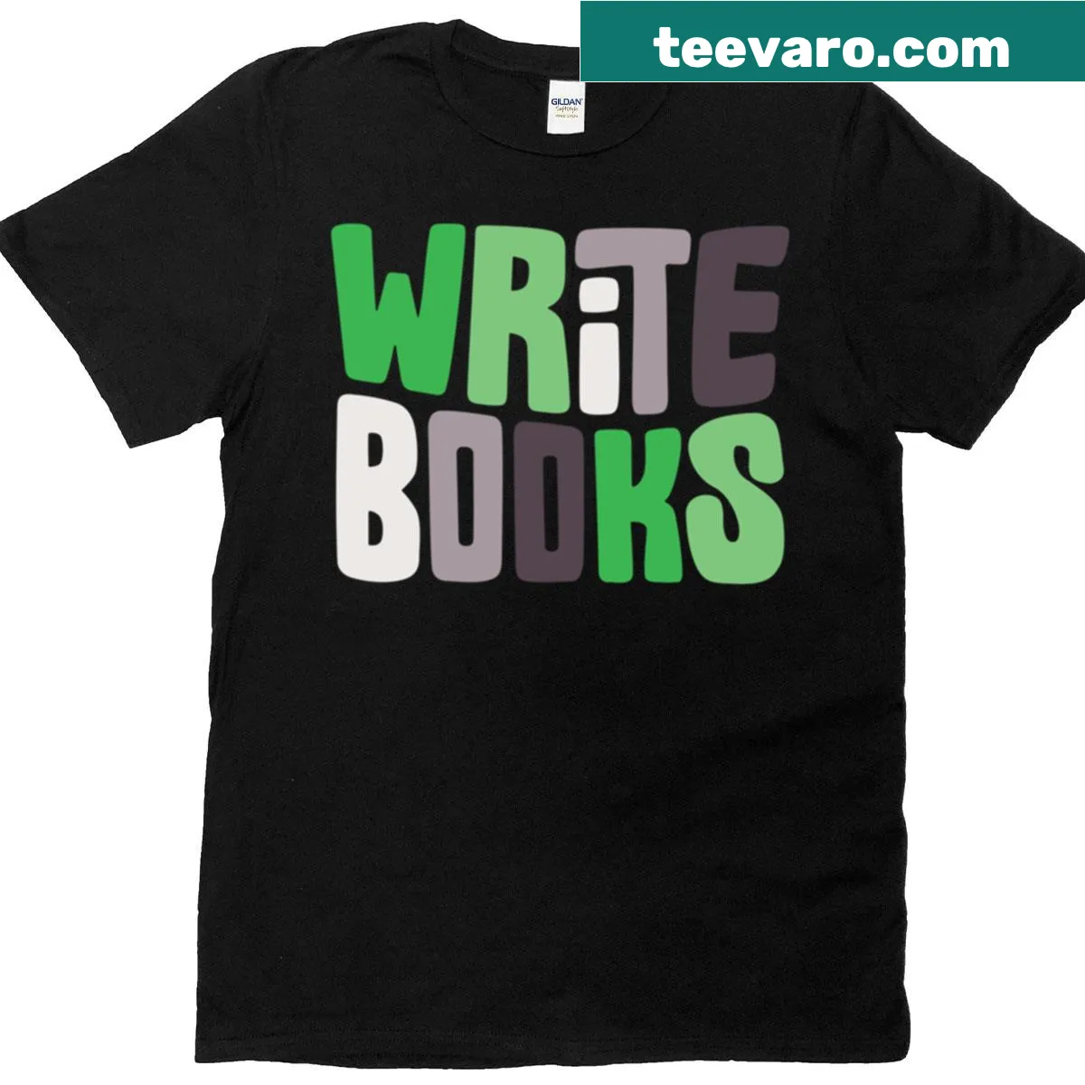 Aromantic-themed Write Aromantic Books T-shirt with expressive typography — on a men's t-shirt