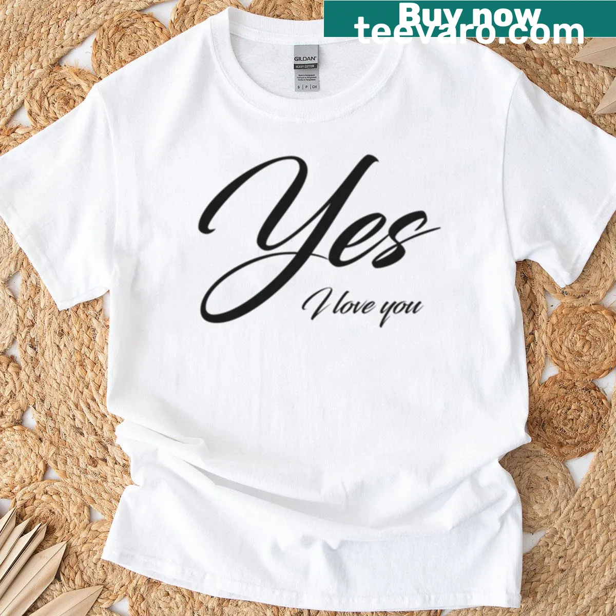 T-shirt with 'Yes I Love You' text for heartfelt expression — on a men's t-shirt