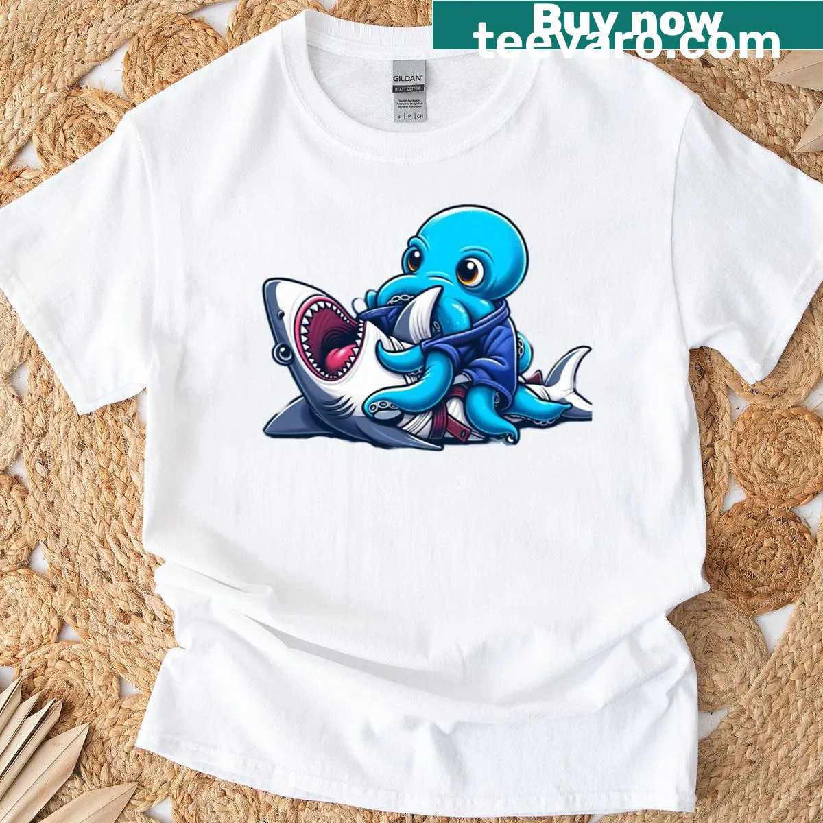 Playful 8 Arms No Escape graphic T-shirt — on a men's t-shirt