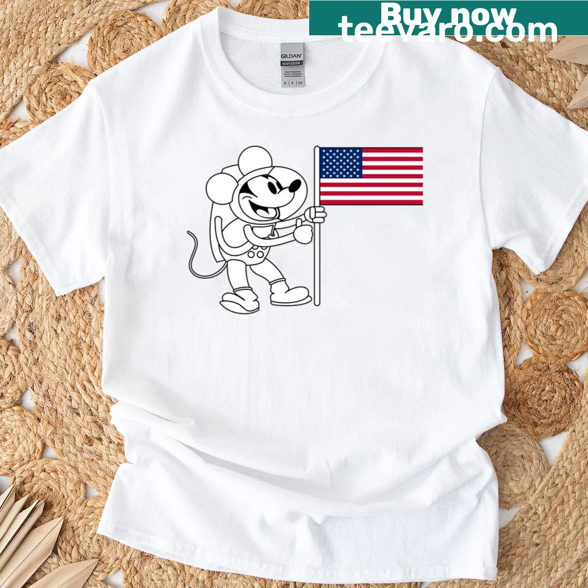 Apollo Astronaut Willie T-shirt with an astronaut illustration — on a men's t-shirt