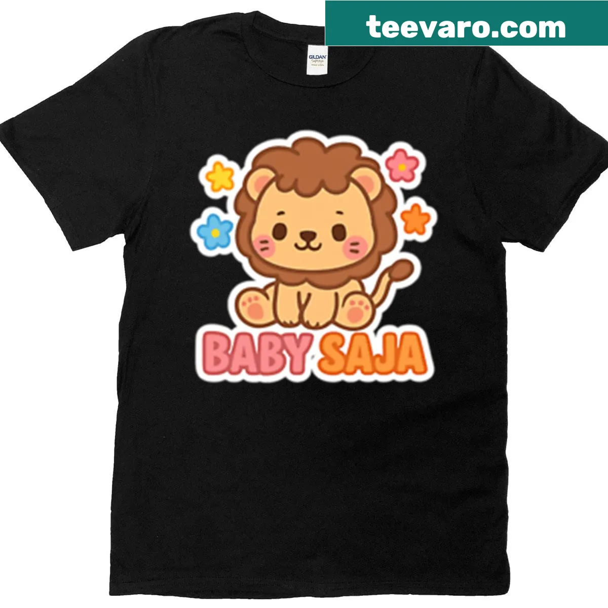 Cute typography Baby Saja graphic on a t-shirt — on a men's t-shirt