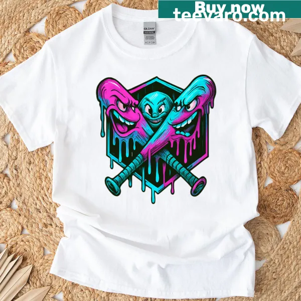 Fun tee with ice cream and baseball design for summer lovers