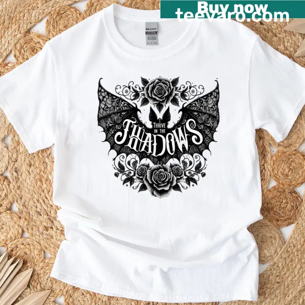 Illustration of a bat tattoo on a t-shirt