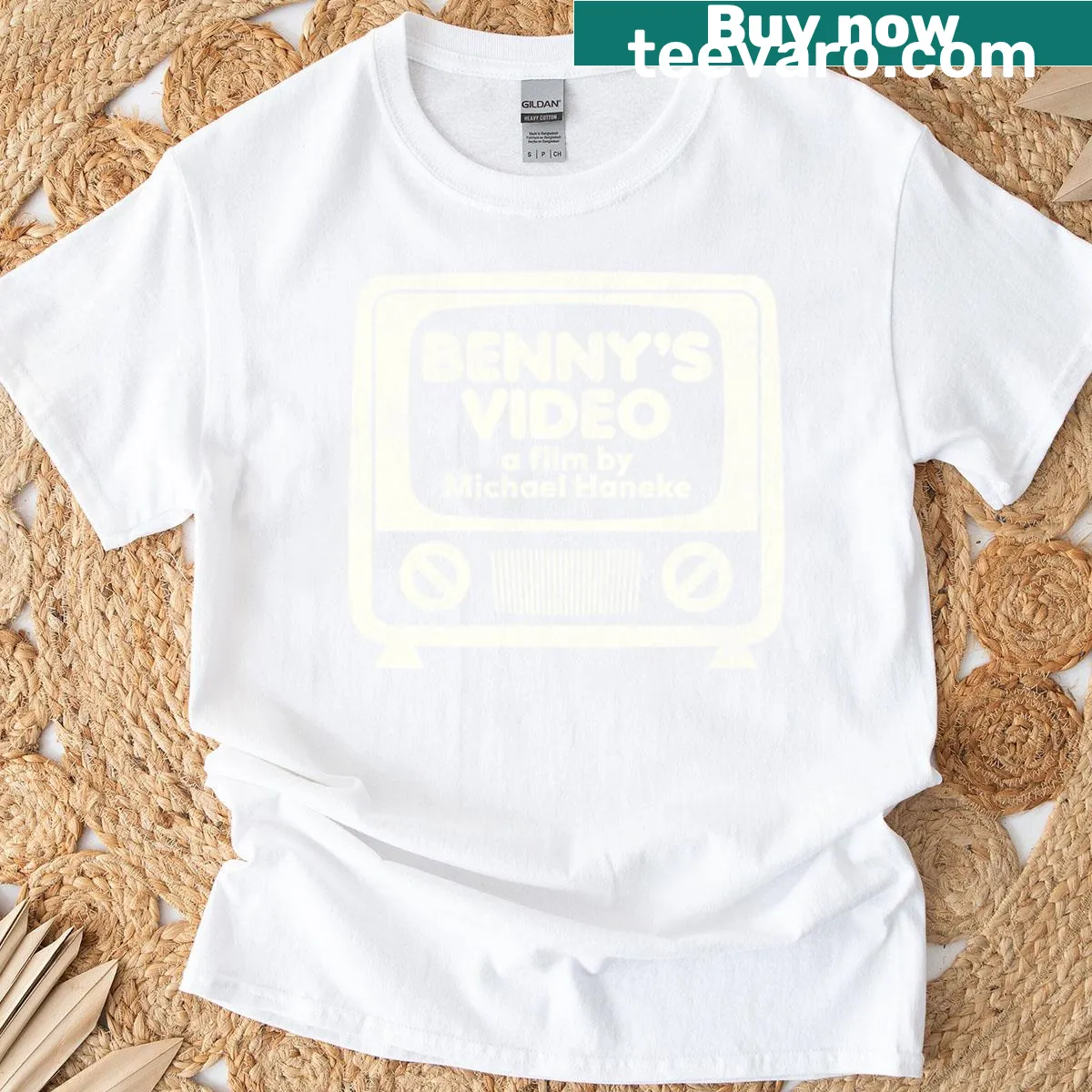 Typographic design referencing Haneke's film on t-shirt — on a men's t-shirt