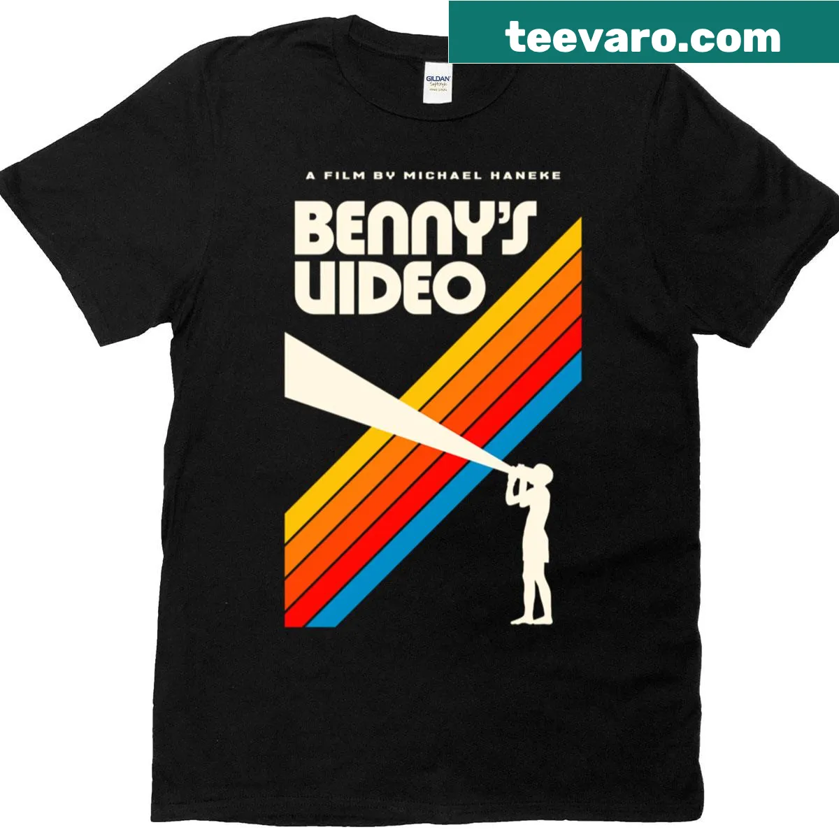Vintage-style T-shirt featuring Benny's Video logo — on a men's t-shirt