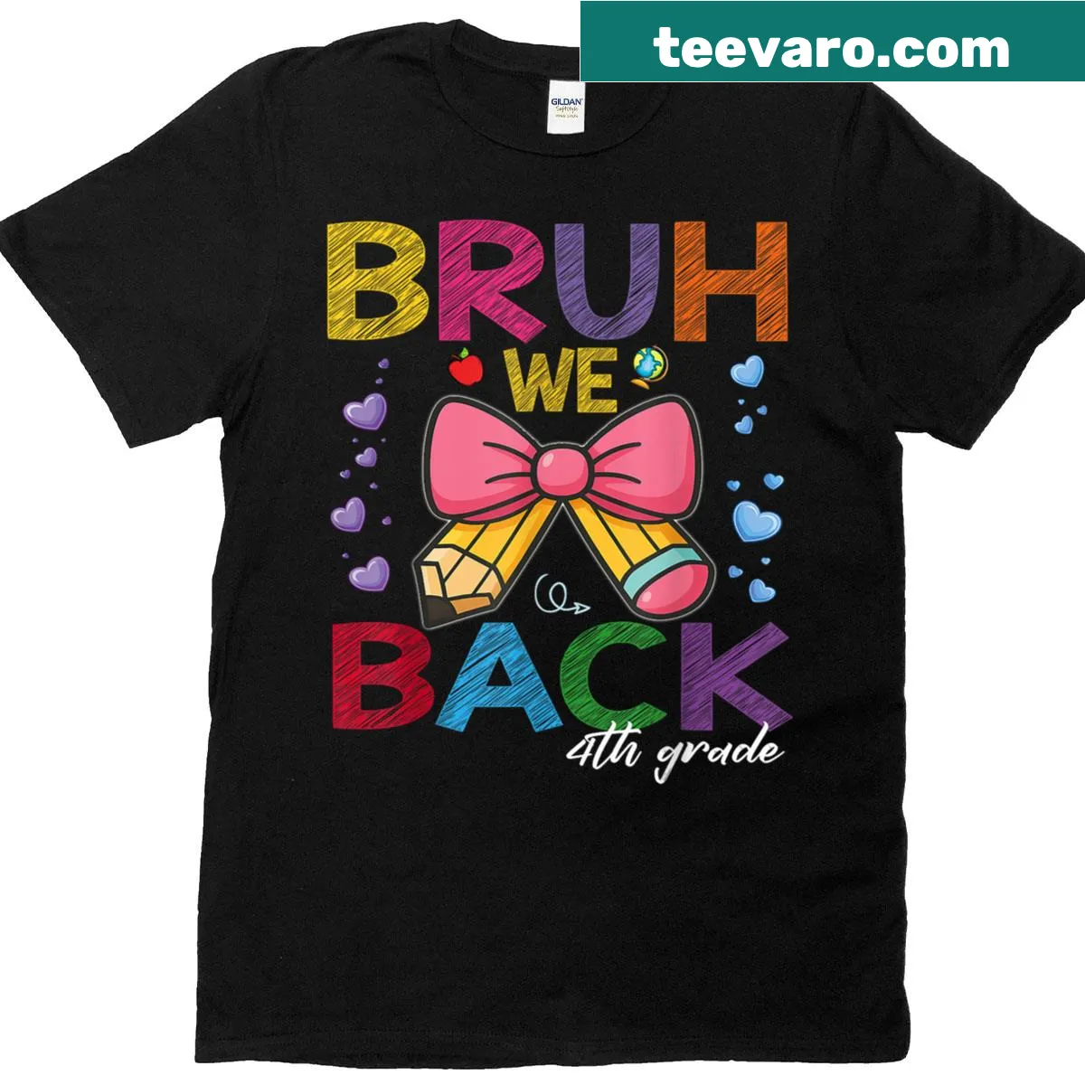 Bruh We Back 4th Grade T-shirt with cheerful text — on a men's t-shirt