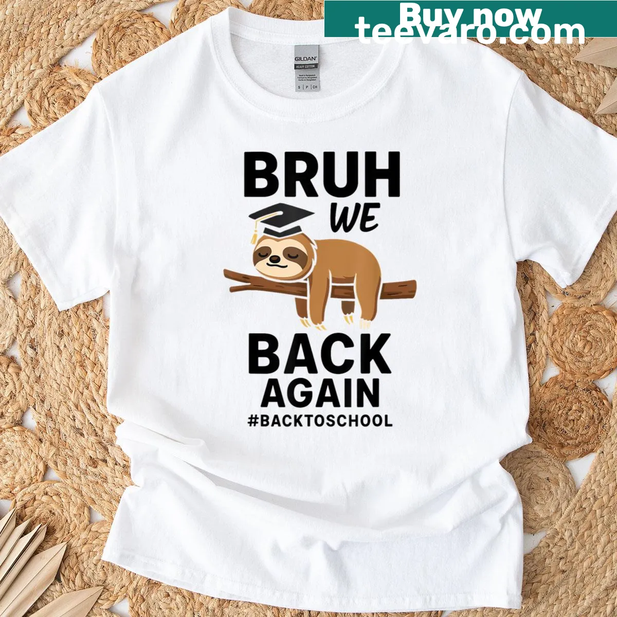 Funny sloth graphic on a back-to-school t-shirt — on a men's t-shirt
