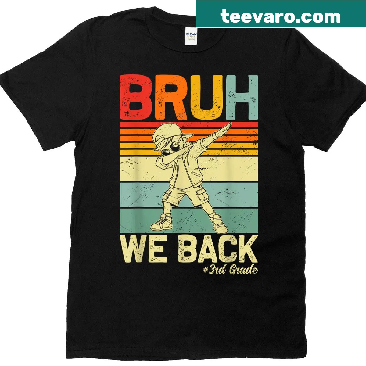 Bruh We Back Third Grade T-shirt with dab design — on a men's t-shirt