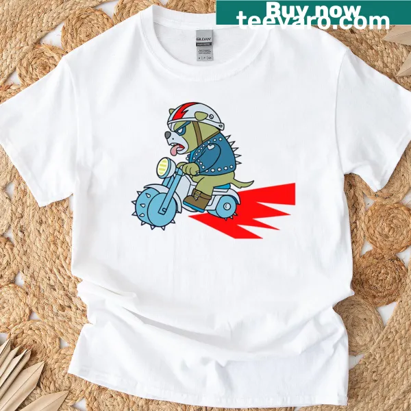 Illustrated bulldog on wheels t-shirt for dog lovers