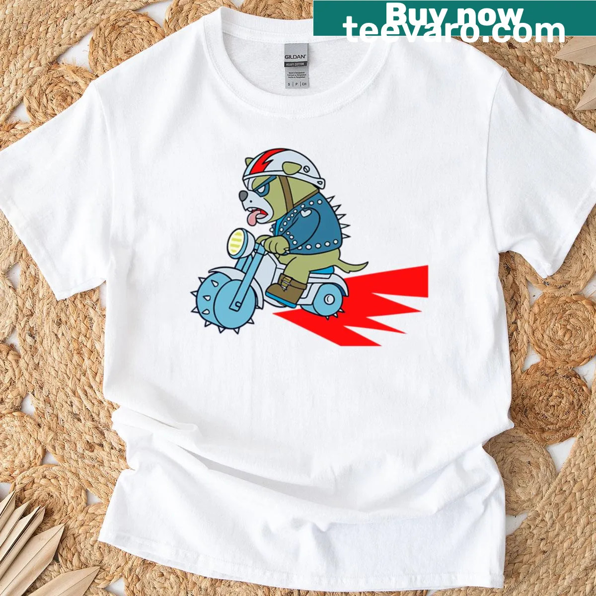 Illustrated bulldog on wheels t-shirt for dog lovers — on a men's t-shirt