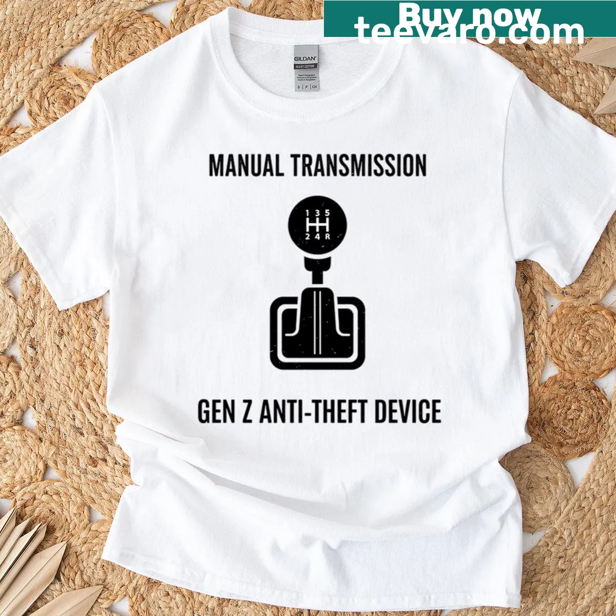 Funny Gen Z anti-theft device t-shirt — on a men's t-shirt