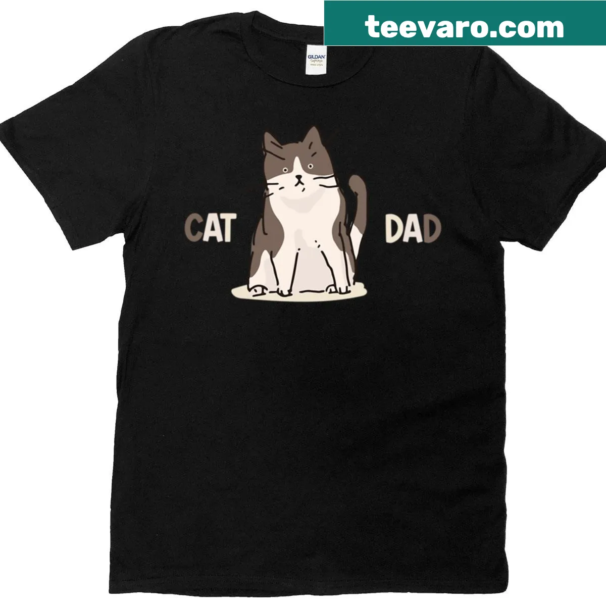 T-shirt celebrating cat dads with a playful graphic — on a men's t-shirt