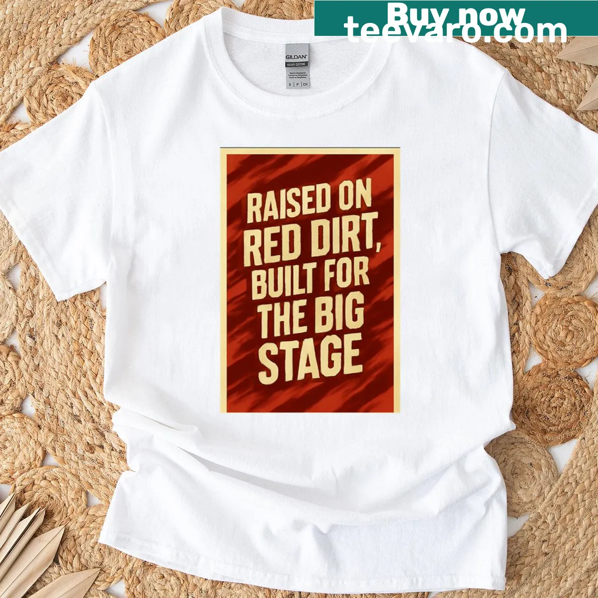 T-shirt featuring a design celebrating roots in red dirt country — on a men's t-shirt