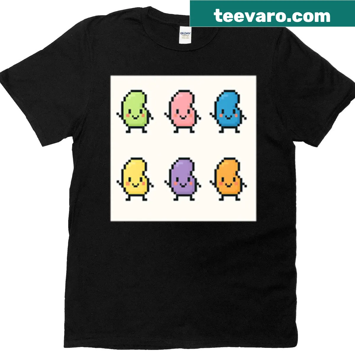Kawaii pixel art kidneys graphic on T-shirt — on a men's t-shirt