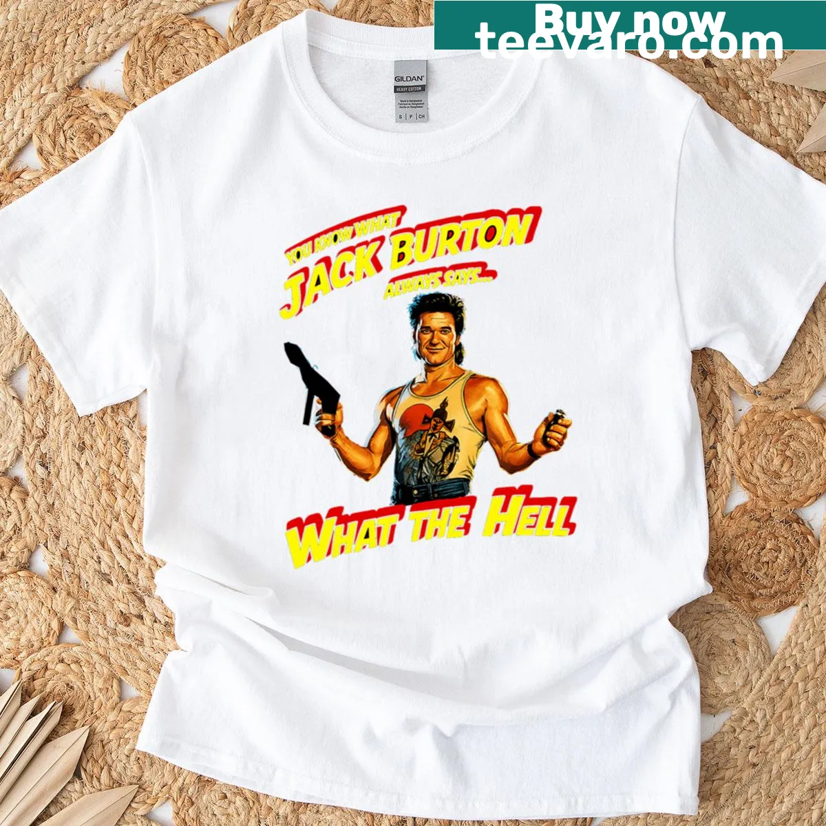 Oversized vintage-style t-shirt with cult movie references — on a men's t-shirt