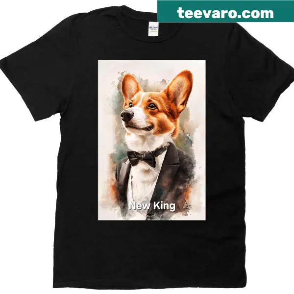 Corgi in tuxedo illustration on an oversized t-shirt