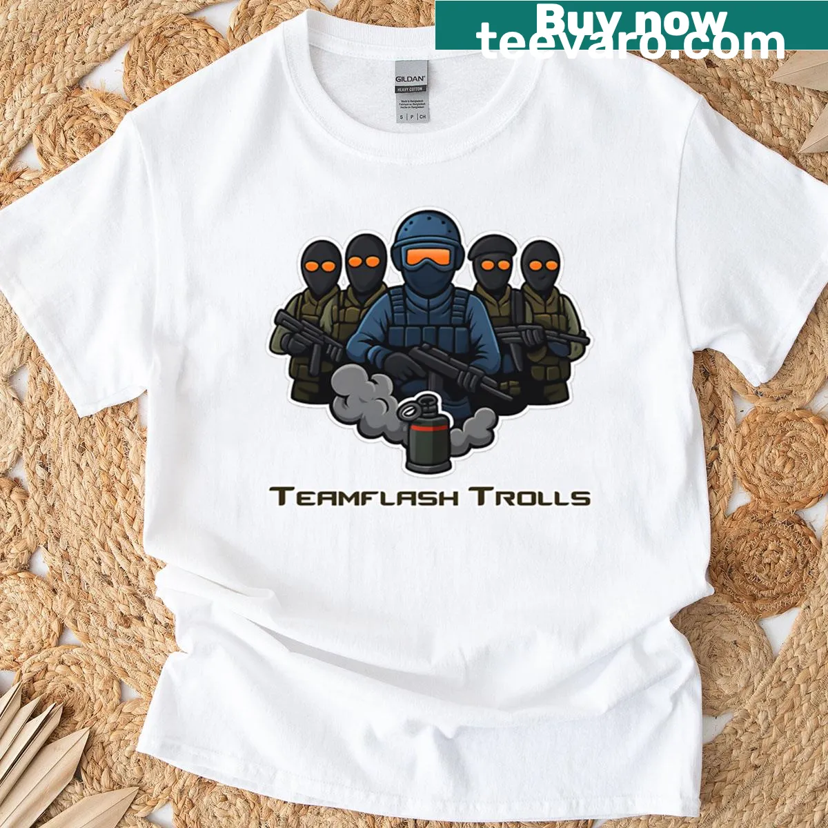 Counter Strike Cs2 T-shirt with Teamflash Trolls graphic — on a men's t-shirt