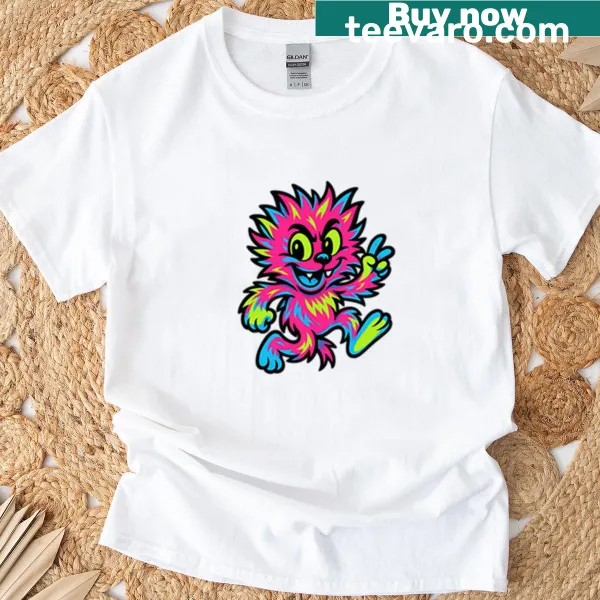 T-shirt featuring a playful cartoon monster design