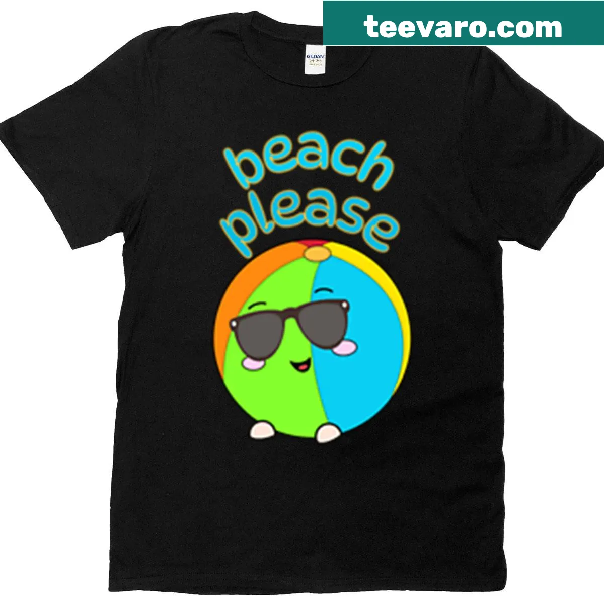 T-shirt with a cute beach ball wearing sunglasses — on a men's t-shirt