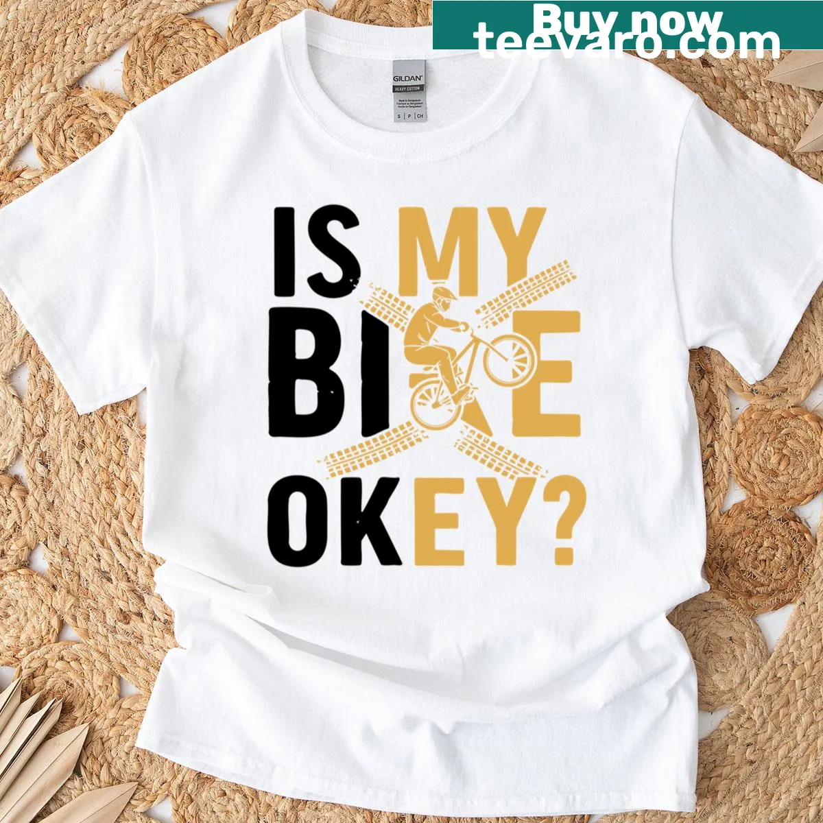 Retro bicycle rider design, perfect for cycling lovers. — on a men's t-shirt