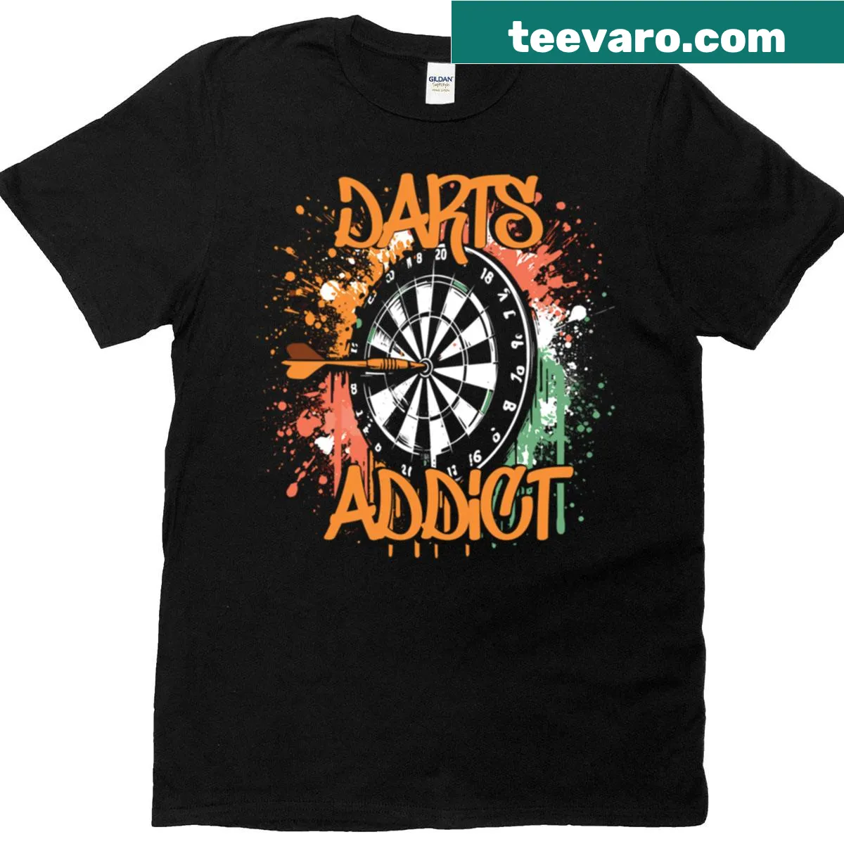 Illustration of a dartboard with 'Direct Hit In The Heart' text for darts fans. — on a men's t-shirt