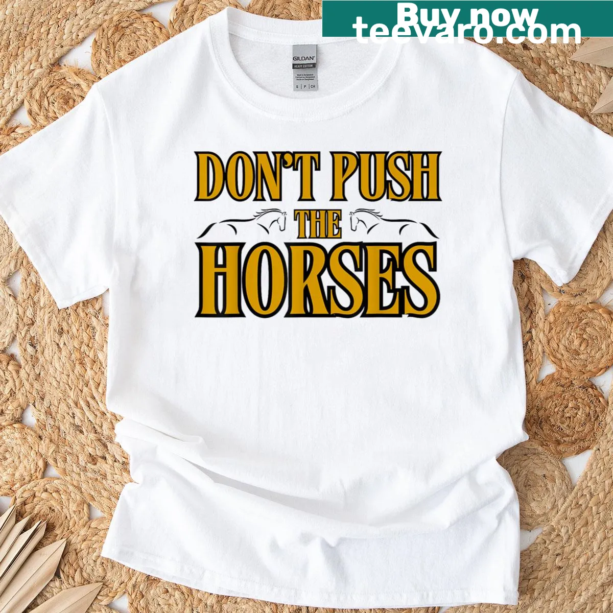 Humorous equestrian ranch quote t-shirt — on a men's t-shirt