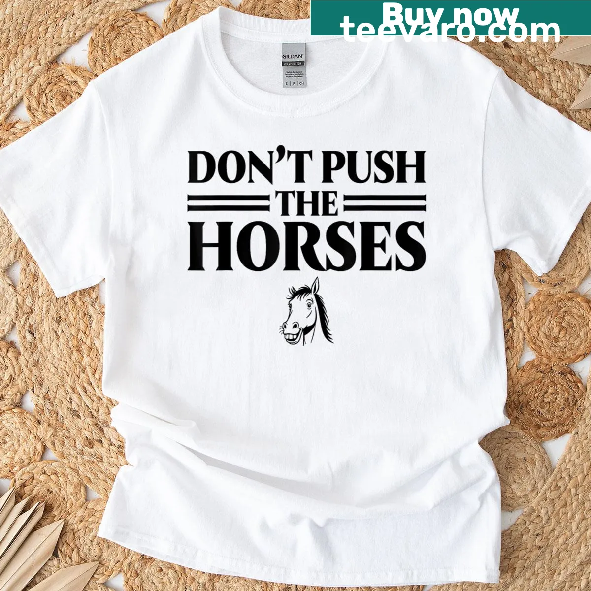 Sarcastic t-shirt with the phrase about horses — on a men's t-shirt