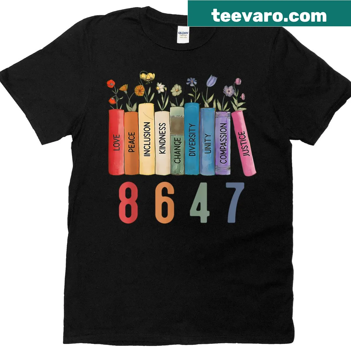 Empowering t-shirt with floral design and equal rights message — on a men's t-shirt