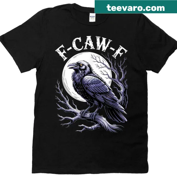 Gothic raven and moon graphic T-shirt with a dark art theme