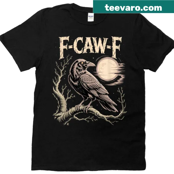 Vintage raven and moon graphic T-shirt with a gothic theme