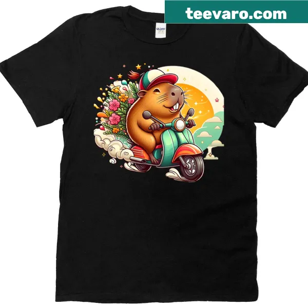 Cartoon-style T-shirt featuring a fluffy creature