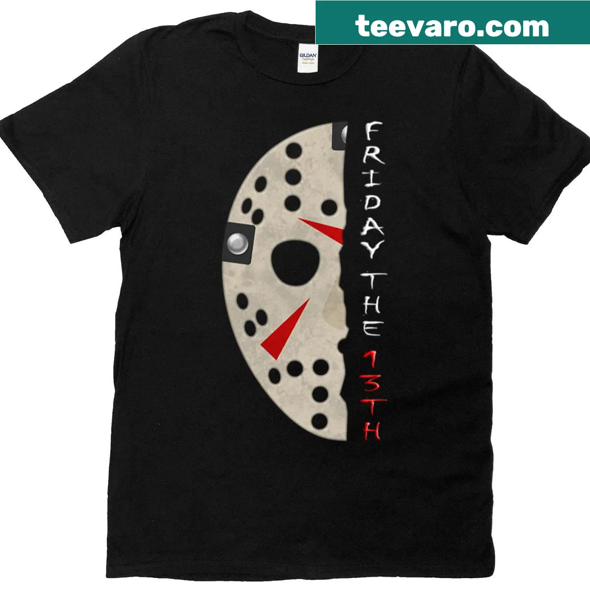 Illustrative Friday The 13th movie art t-shirt — on a men's t-shirt