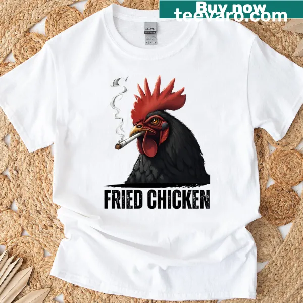 Funny Fried Chicken T-shirt with a cartoon chicken design